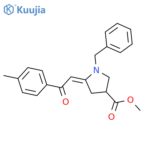 3-Pyrrolidinecarboxylic acid, 5-[2-(4-methylphenyl)-2-oxoethylidene]-1-(phenylmethyl)-, methyl ester, (5Z)- structure