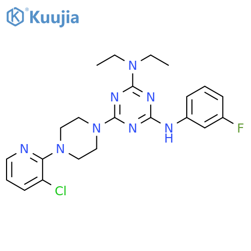 1,3,5-Triazine-2,4-diamine, 6-[4-(3-chloro-2-pyridinyl)-1-piperazinyl]-N2,N2-diethyl-N4-(3-fluorophenyl)- structure