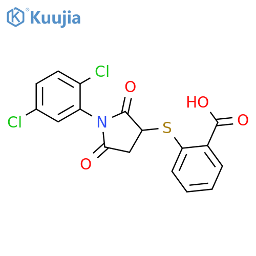 2-{1-(2,5-dichlorophenyl)-2,5-dioxopyrrolidin-3-ylsulfanyl}benzoic acid structure