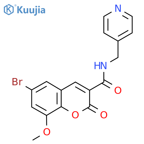 6-bromo-8-methoxy-2-oxo-N-(pyridin-4-yl)methyl-2H-chromene-3-carboxamide structure