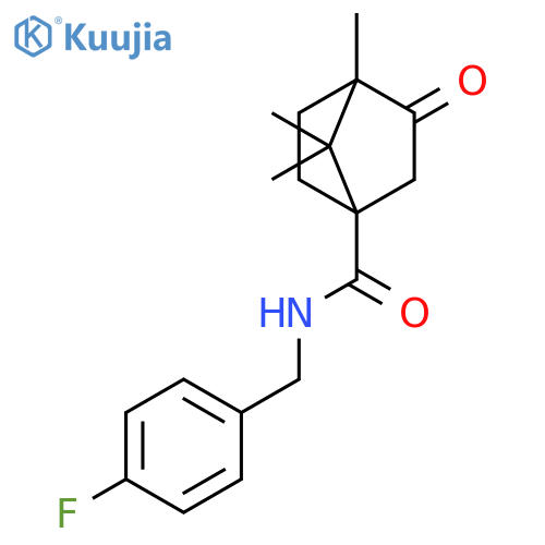 N-(4-fluorophenyl)methyl-4,7,7-trimethyl-3-oxobicyclo2.2.1heptane-1-carboxamide structure