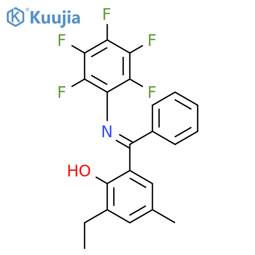 Phenol, 2-ethyl-4-methyl-6-[[(pentafluorophenyl)imino]phenylmethyl]- structure