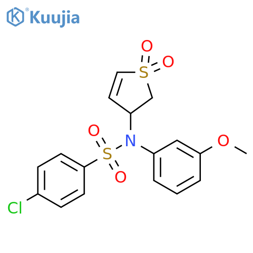 4-chloro-N-(1,1-dioxo-2,3-dihydro-1lambda6-thiophen-3-yl)-N-(3-methoxyphenyl)benzene-1-sulfonamide structure