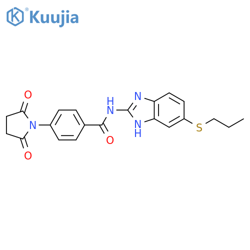 <br>4-(2,5-dioxo-1-pyrrolidinyl)-N-[5-(propylthio)-1H-benzimidazol-2-yl]benzami de structure