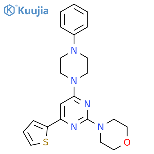 Morpholine, 4-[4-(4-phenyl-1-piperazinyl)-6-(2-thienyl)-2-pyrimidinyl]- structure