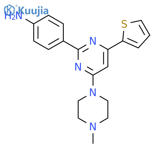 Benzenamine, 4-[4-(4-methyl-1-piperazinyl)-6-(2-thienyl)-2-pyrimidinyl]- structure