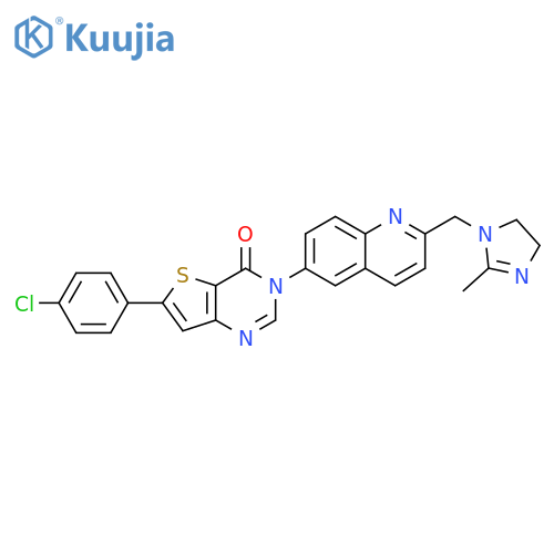 Thieno[3,2-d]pyrimidin-4(3H)-one,6-(4-chlorophenyl)-3-[2-[(4,5-dihydro-2-methyl-1H-imidazol-1-yl)methyl]-6-quinolinyl]- structure
