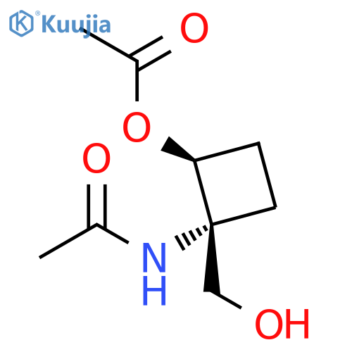 Acetamide, N-[(1R,2S)-2-(acetyloxy)-1-(hydroxymethyl)cyclobutyl]-, rel- structure