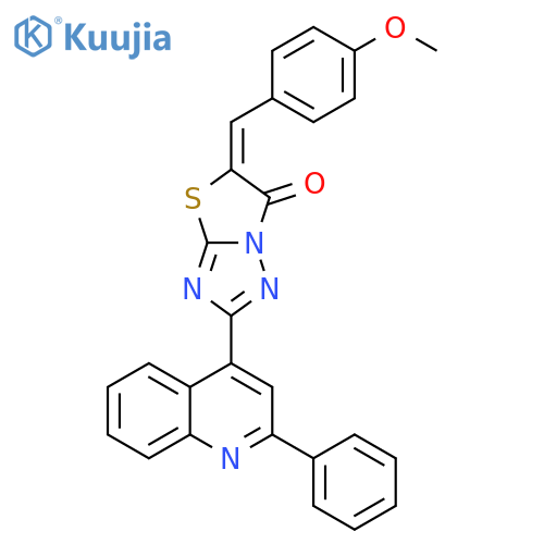 Thiazolo[3,2-b][1,2,4]triazol-6(5H)-one, 5-[(4-methoxyphenyl)methylene]-2-(2-phenyl-4-quinolinyl)-, (5E)- structure