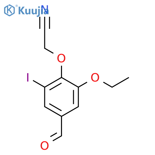 2-(2-ethoxy-4-formyl-6-iodophenoxy)acetonitrile structure