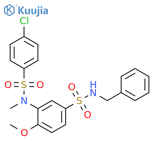 N-benzyl-4-methoxy-3-(N-methyl4-chlorobenzenesulfonamido)benzene-1-sulfonamide structure