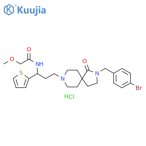 Acetamide, N-[3-[2-[(4-bromophenyl)methyl]-1-oxo-2,8-diazaspiro[4.5]dec-8-yl]-1-(2-thienyl)propyl]-2-methoxy-, hydrochloride (1:1) structure