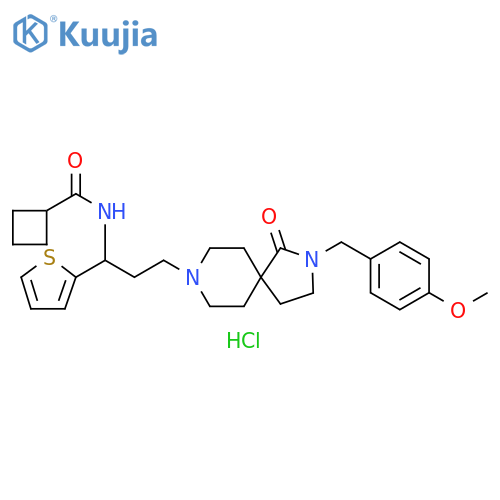 Cyclobutanecarboxamide,N-[3-[2-[(4-methoxyphenyl)methyl]-1-oxo-2,8-diazaspiro[4.5]dec-8-yl]-1-(2-thienyl)propyl]-, monohydrochloride structure