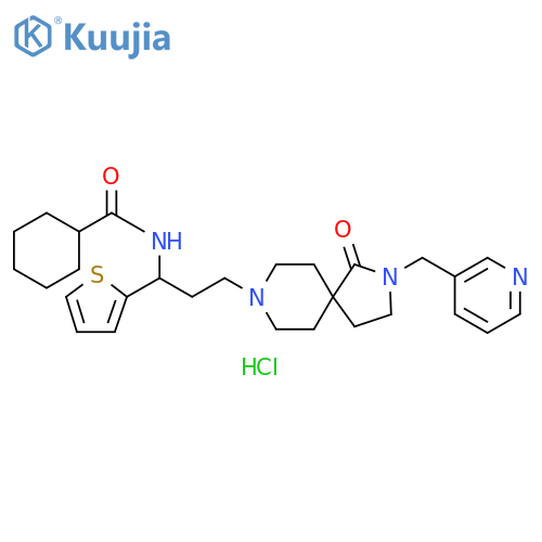 Cyclohexanecarboxamide,N-[3-[1-oxo-2-(3-pyridinylmethyl)-2,8-diazaspiro[4.5]dec-8-yl]-1-(2-thienyl)propyl]-, dihydrochloride structure