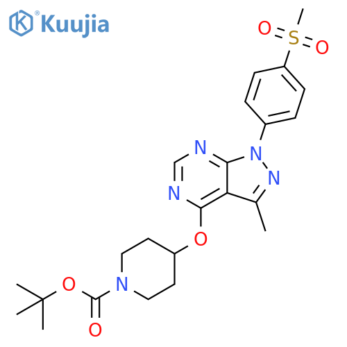 1-Piperidinecarboxylic acid, 4-[[3-methyl-1-[4-(methylsulfonyl)phenyl]-1H-pyrazolo[3,4-d]pyrimidin-4-yl]oxy]-, 1,1-dimethylethyl ester structure