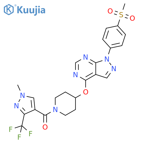 Piperidine,4-[[1-[4-(methylsulfonyl)phenyl]-1H-pyrazolo[3,4-d]pyrimidin-4-yl]oxy]-1-[[1-methyl-3-(trifluoromethyl)-1H-pyrazol-4-yl]carbonyl]- structure