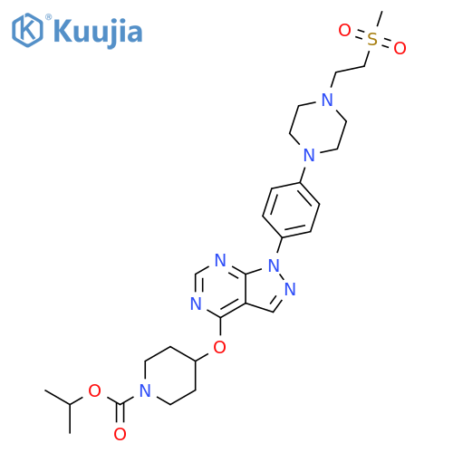 1-Piperidinecarboxylic acid,4-[[1-[4-[4-[2-(methylsulfonyl)ethyl]-1-piperazinyl]phenyl]-1H-pyrazolo[3,4-d]pyrimidin-4-yl]oxy]-, 1-methylethyl ester structure