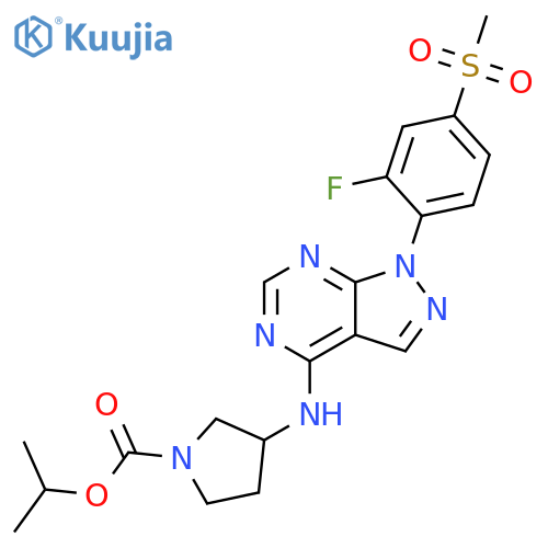1-Pyrrolidinecarboxylic acid,3-[[1-[2-fluoro-4-(methylsulfonyl)phenyl]-1H-pyrazolo[3,4-d]pyrimidin-4-yl]amino]-, 1-methylethyl ester structure