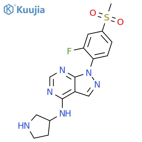 1H-Pyrazolo[3,4-d]pyrimidin-4-amine,1-[2-fluoro-4-(methylsulfonyl)phenyl]-N-3-pyrrolidinyl- structure