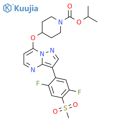 1-Piperidinecarboxylic acid,4-[[3-[2,5-difluoro-4-(methylsulfonyl)phenyl]pyrazolo[1,5-a]pyrimidin-7-yl]oxy]-, 1-methylethyl ester structure