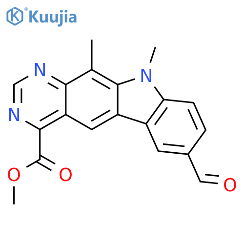 10H-Pyrimido[4,5-b]carbazole-4-carboxylic acid, 7-formyl-10,11-dimethyl-, methyl ester structure