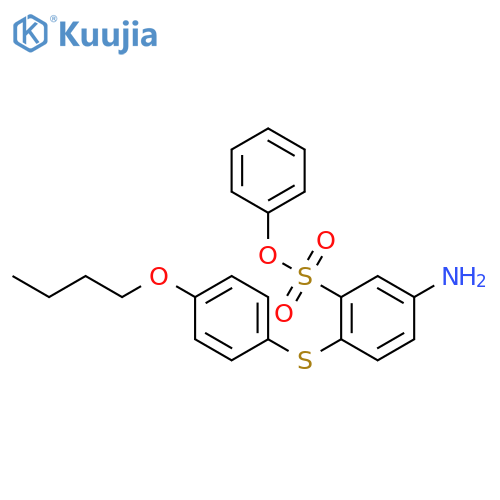 Benzenesulfonic acid, 5-amino-2-[(4-butoxyphenyl)thio]-, phenyl ester structure