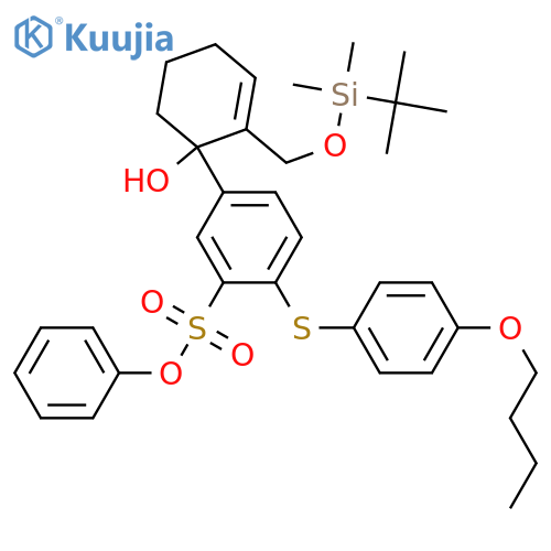 Benzenesulfonic acid,  2-[(4-butoxyphenyl)thio]-5-[2-[[[(1,1-dimethylethyl)dimethylsilyl]oxy]methyl  ]-1-hydroxy-2-cyclohexen-1-yl]-, phenyl ester structure