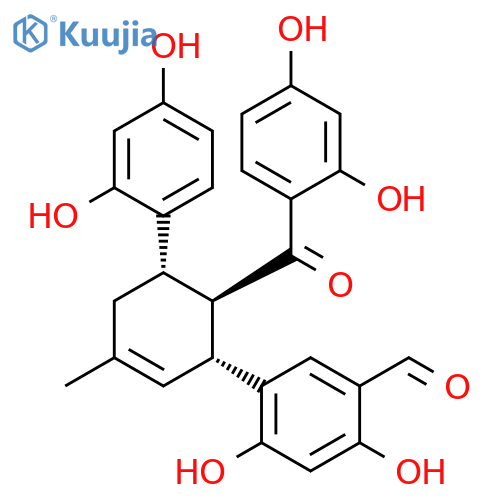 Benzaldehyde,5-[(1R,5S,6R)-6-(2,4-dihydroxybenzoyl)-5-(2,4-dihydroxyphenyl)-3-methyl-2-cyclohexen-1-yl]-2,4-dihydroxy- structure
