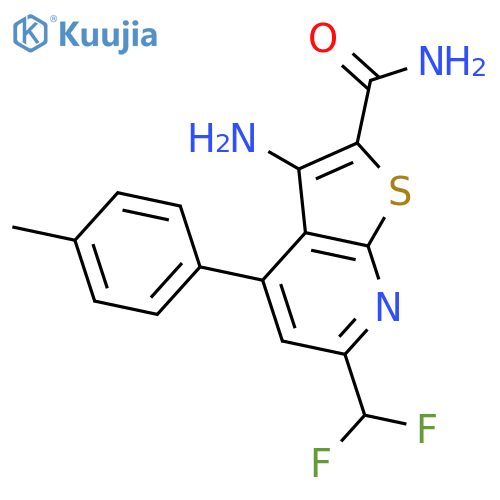 3-amino-6-(difluoromethyl)-4-(4-methylphenyl)thieno2,3-bpyridine-2-carboxamide structure