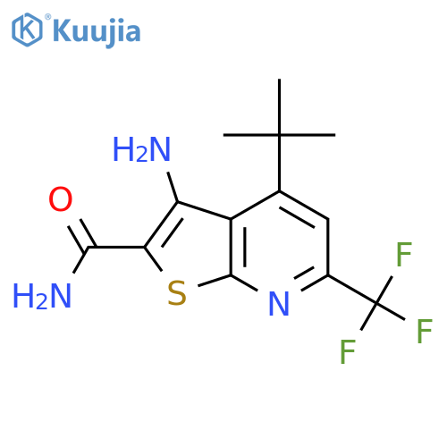 3-amino-4-tert-butyl-6-(trifluoromethyl)thieno2,3-bpyridine-2-carboxamide structure