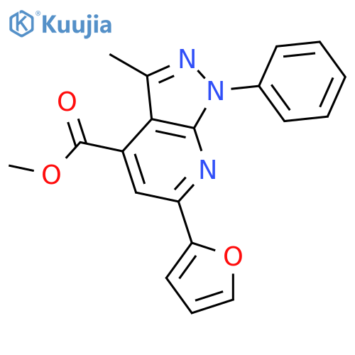 methyl 6-(furan-2-yl)-3-methyl-1-phenyl-1H-pyrazolo3,4-bpyridine-4-carboxylate structure