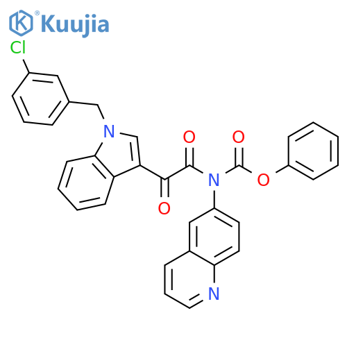 Carbamic acid,[[1-[(3-chlorophenyl)methyl]-1H-indol-3-yl]oxoacetyl]-6-quinolinyl-, phenylester structure