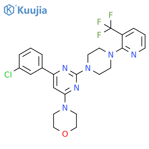 Morpholine, 4-[6-(3-chlorophenyl)-2-[4-[3-(trifluoromethyl)-2-pyridinyl]-1-piperazinyl]-4-pyrimidinyl]- structure
