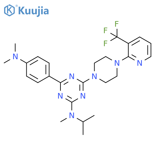 1,3,5-Triazin-2-amine,4-[4-(dimethylamino)phenyl]-N-methyl-N-(1-methylethyl)-6-[4-[3-(trifluoromethyl)-2-pyridinyl]-1-piperazinyl]- structure