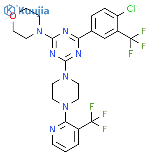 1,3,5-Triazine, 2-[4-chloro-3-(trifluoromethyl)phenyl]-4-(4-morpholinyl)-6-[4-[3-(trifluoromethyl)-2-pyridinyl]-1-piperazinyl]- structure