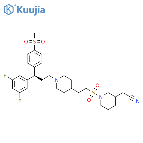 3-Piperidineacetonitrile,1-[[2-[1-[(3R)-3-(3,5-difluorophenyl)-3-[4-(methylsulfonyl)phenyl]propyl]-4-piperidinyl]ethyl]sulfonyl]- structure