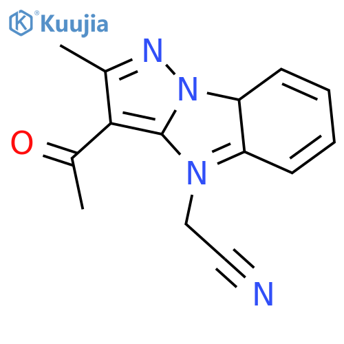 4H-PYRAZOLO[1,5-A]BENZIMIDAZOLE-4-ACETONITRILE, 3-ACETYL-2-METHYL- structure