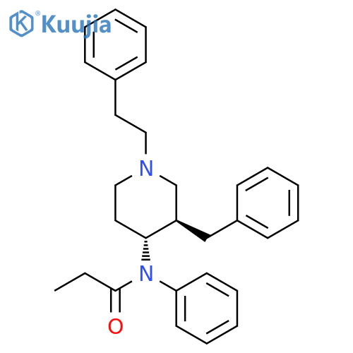 Propanamide, N-phenyl-N-[(3R,4R)-1-(2-phenylethyl)-3-(phenylmethyl)-4-piperidinyl]-, rel- structure