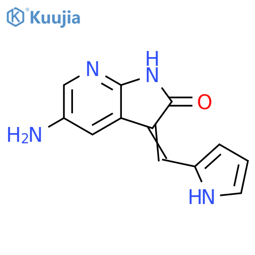 2H-Pyrrolo[2,3-b]pyridin-2-one, 5-amino-1,3-dihydro-3-(1H-pyrrol-2-ylmethylene)- structure
