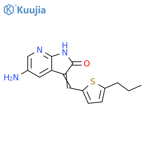 2H-Pyrrolo[2,3-b]pyridin-2-one, 5-amino-1,3-dihydro-3-[(5-propyl-2-thienyl)methylene]- structure