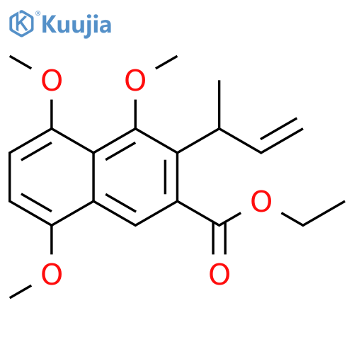2-Naphthalenecarboxylic acid, 4,5,8-trimethoxy-3-(1-methyl-2-propen-1-yl)-, ethyl ester structure