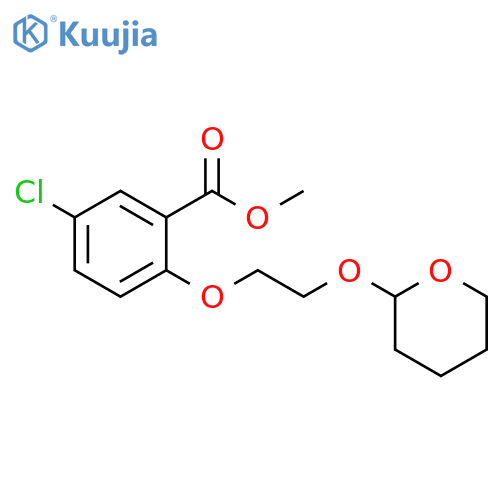 Benzoic acid, 5-chloro-2-[2-[(tetrahydro-2H-pyran-2-yl)oxy]ethoxy]-, methyl ester structure