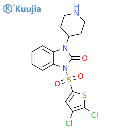 2H-Benzimidazol-2-one, 1-[(4,5-dichloro-2-thienyl)sulfonyl]-1,3-dihydro-3-(4-piperidinyl)- structure