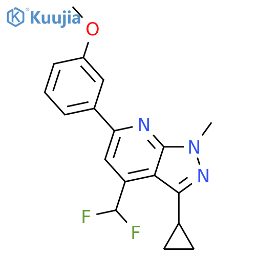 <br>3-Cyclopropyl-4-difluoromethyl-6-(3-methoxy-phenyl)-1-methyl-1H-pyrazolo[3, 4-b]pyridine structure
