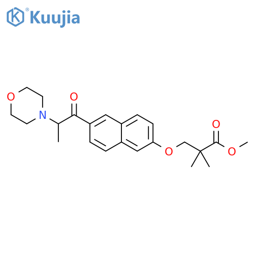 Propanoic acid, 2,2-dimethyl-3-[[6-[2-(4-morpholinyl)-1-oxopropyl]-2-naphthalenyl]oxy]-, methyl ester structure