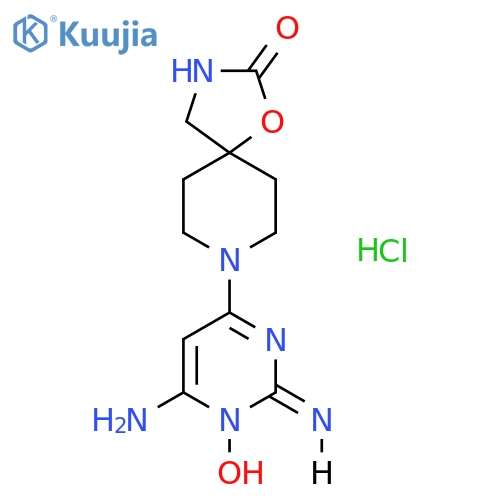 8-[(2E)-6-amino-1-hydroxy-2-imino-1,2-dihydropyrimidin-4-yl]-1-oxa-3,8-diazaspiro[4.5]decan-2-one hydrochloride structure