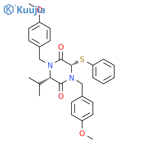 2,5-Piperazinedione, 1,4-bis[(4-methoxyphenyl)methyl]-3-(1-methylethyl)-6-(phenylthio)-, (3S,6S)- structure