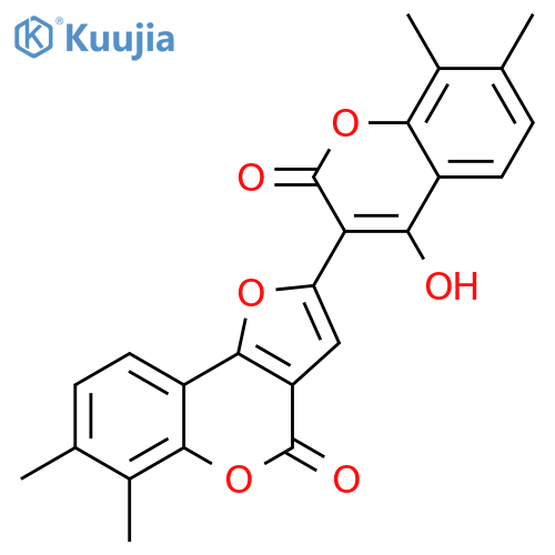 4H-Furo[3,2-c][1]benzopyran-4-one,2-(4-hydroxy-7,8-dimethyl-2-oxo-2H-1-benzopyran-3-yl)-6,7-dimethyl- structure