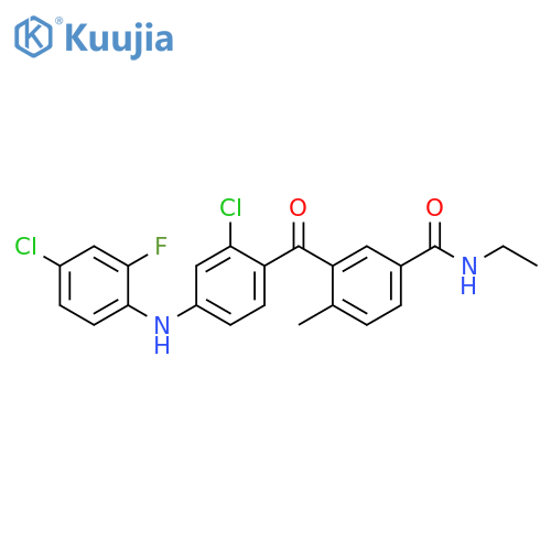 Benzamide, 3-[2-chloro-4-[(4-chloro-2-fluorophenyl)amino]benzoyl]-N-ethyl-4-methyl- structure