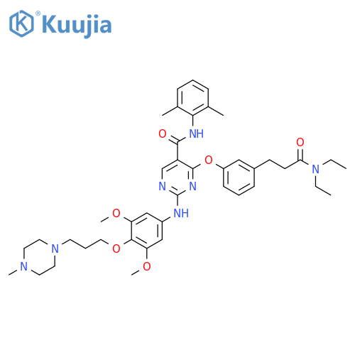 5-Pyrimidinecarboxamide,4-[3-[3-(diethylamino)-3-oxopropyl]phenoxy]-2-[[3,5-dimethoxy-4-[3-(4-methyl-1-piperazinyl)propoxy]phenyl]amino]-N-(2,6-dimethylphenyl)- structure